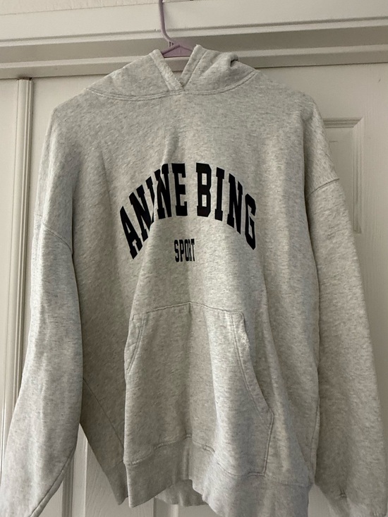 Anine Bing Tops - Anine Bing Gray Logo Hoodie
